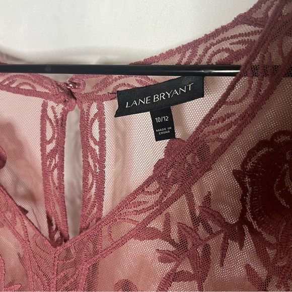 Lane Bryant Pink Lace Embroidered Short Sleeve Top Size 10/12 Women’s Blouse - Picture 4 of 11